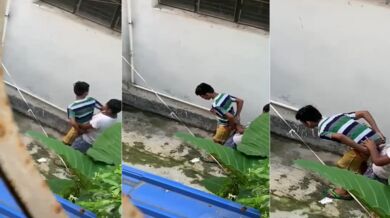 偷搞基，被发现，吓跑了的!